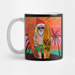 Funny Surfer Santa Claus Summer Sunset Christmas In July Mug